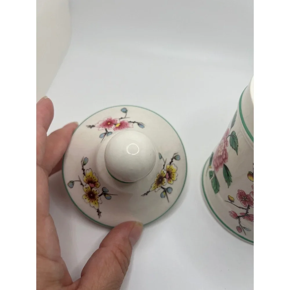 Vintage Old Foley James Kent Chinese Rose 3pc Floral Vanity Bathroom Set